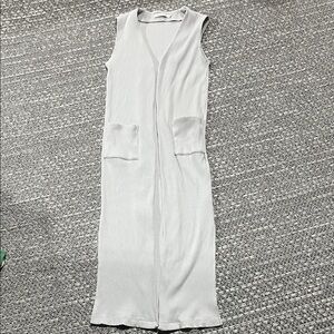 Azul by Moussy | Sleeveless Long Grey Ribbed Cardigan